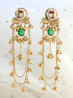Nirvriti Long Earrings-Green