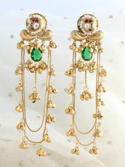 Nirvriti Long Earrings-Green