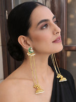 Mayuri Long Jhumki Earrings-Green