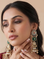 Devika Long Jhumka / Jhumki Earrings- Green