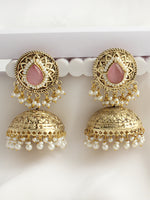 Chitrakshi Jhumka / Jhumki Earrings-Pastel Pink