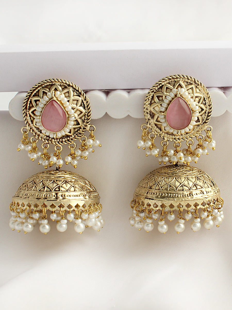 Chitrakshi Jhumka / Jhumki Earrings-Pastel Pink