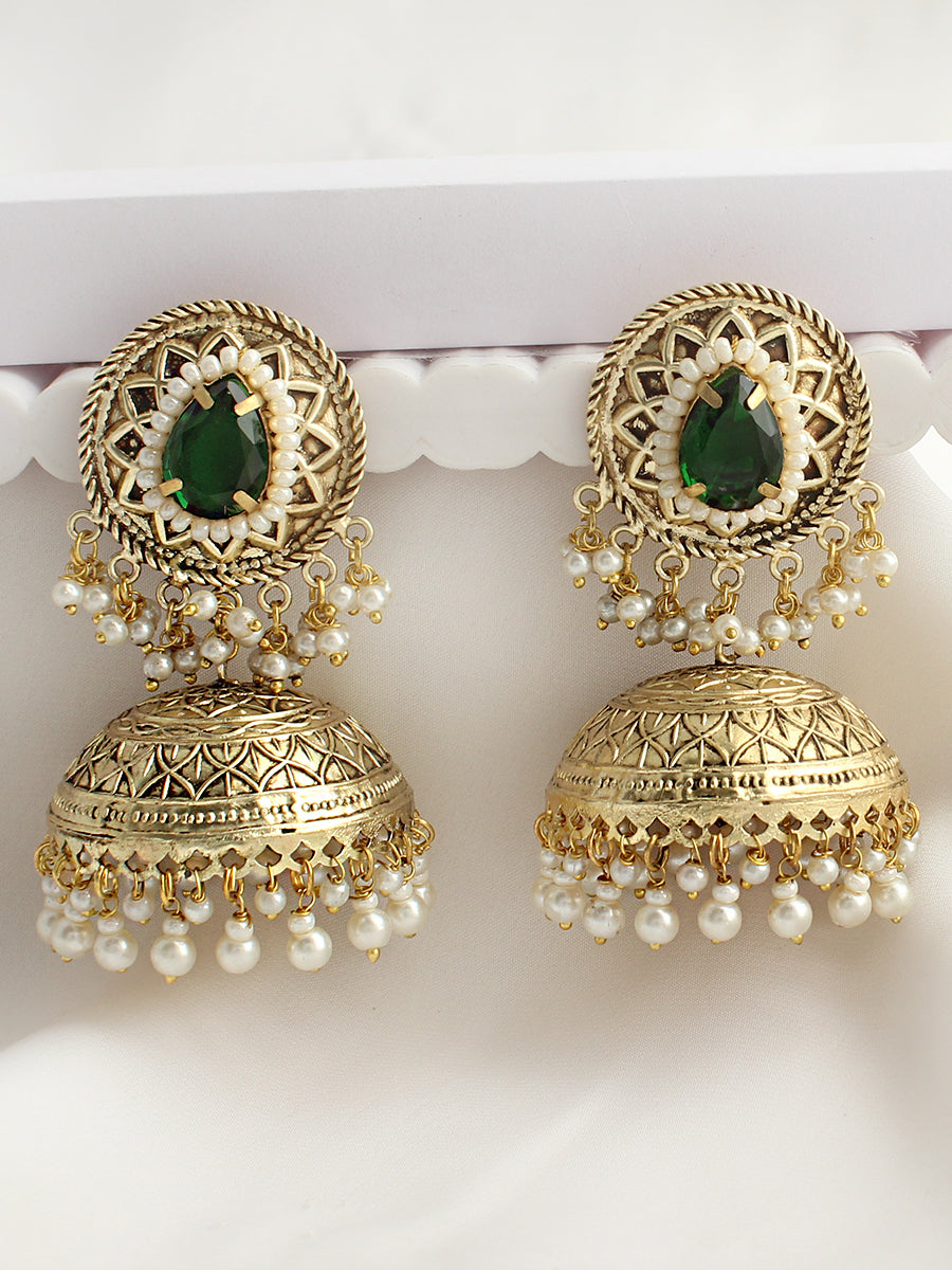 Chitrakshi Jhumka / Jhumki Earrings-Green