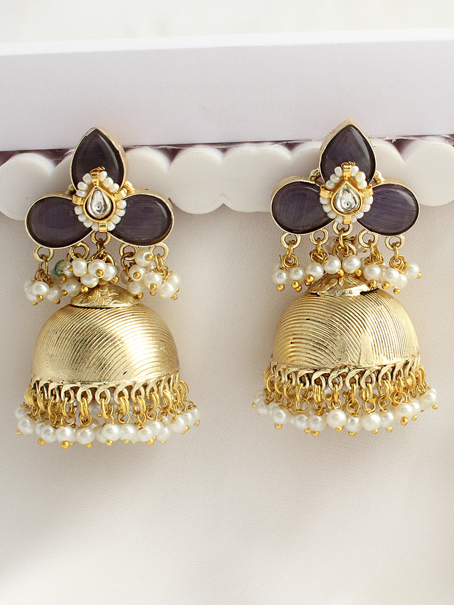 Palakshi Jhumki Earrings-Grey