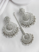 Ziana Earrings & Tikka-Silver