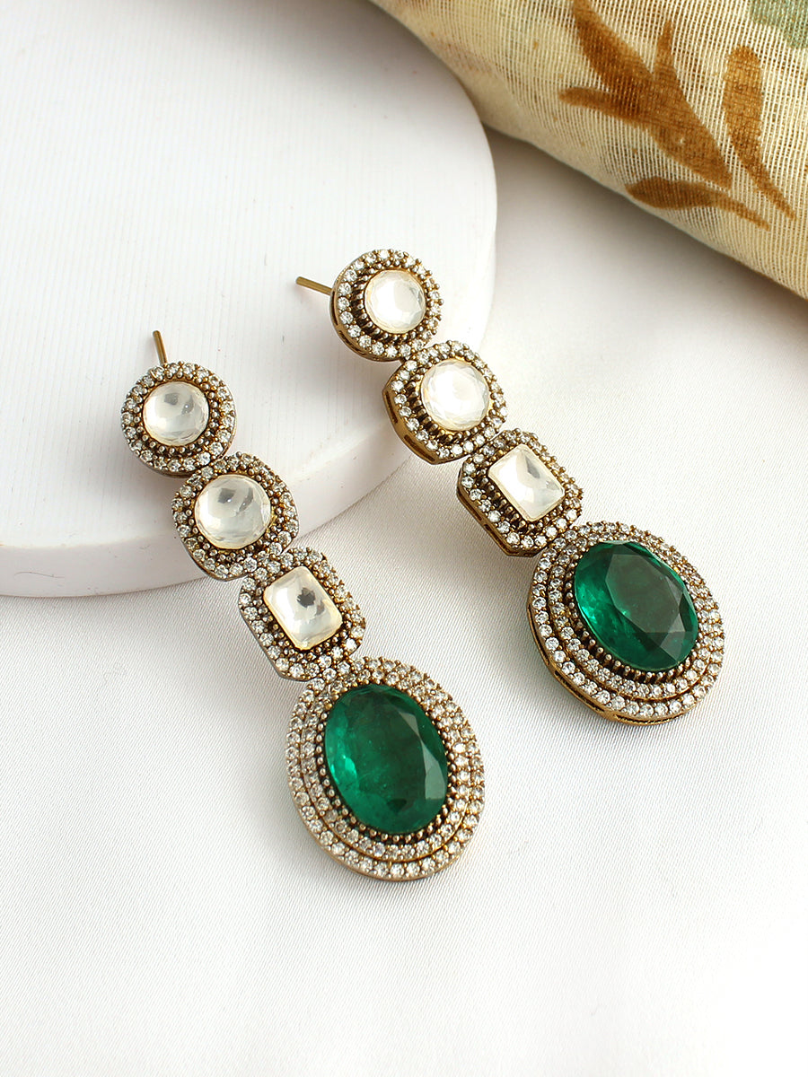 Aliza Long Earrings-Green