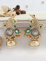 Nitara Kanphool Jhumki Earrings-Green