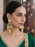 Urja Long Jhumki Earrings-Green