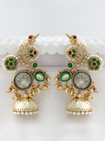 Nitara Kanphool Jhumki Earrings- Maroon/Green