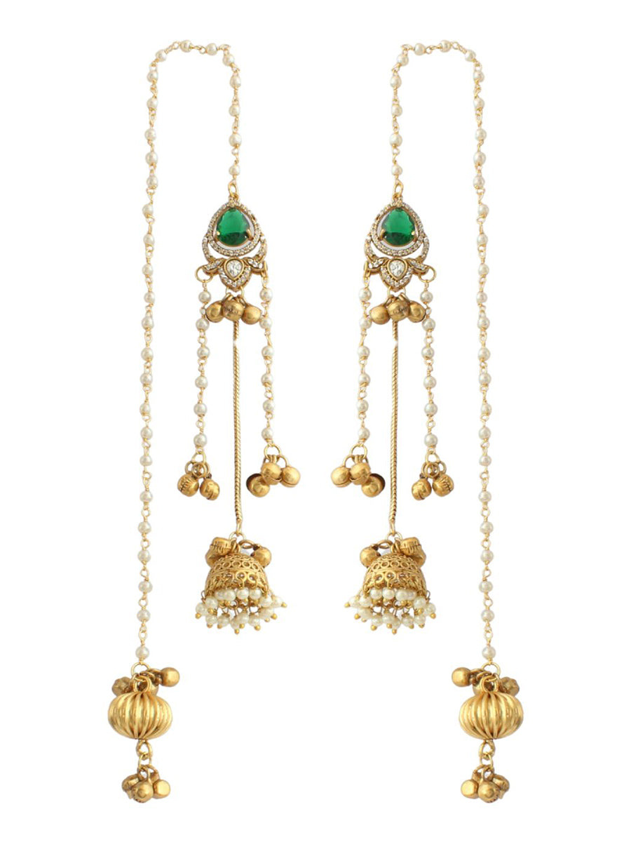 Amaya Long Jhumki Earrings-Green