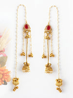 Amaya Long Jhumki Earrings-Maroon