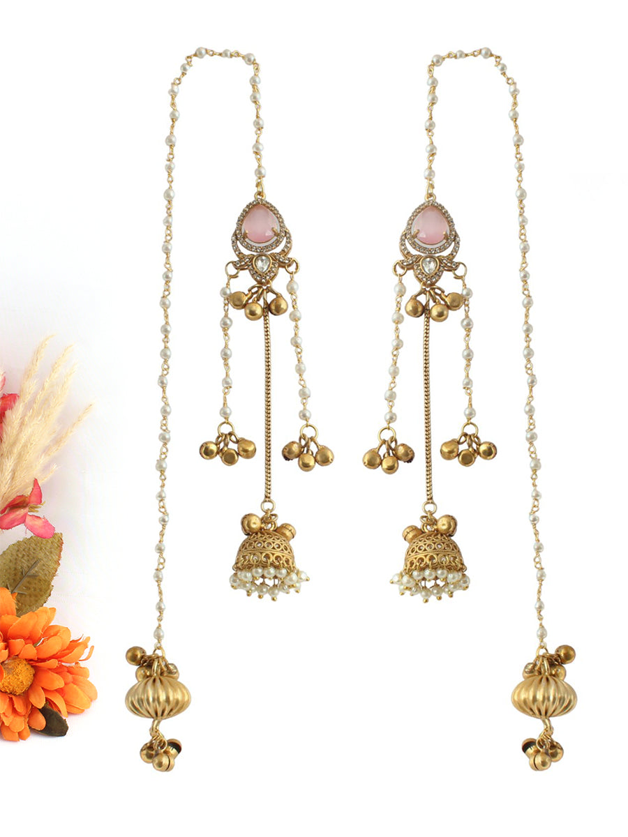 Amaya Long Jhumki Earrings-Pastel Pink