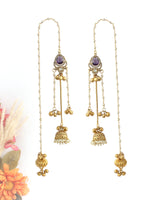 Amaya Long Jhumki Earrings-Purple