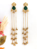 Pranjal Long Earrings-Green
