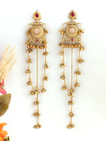 Prakshi Long Earrings-Pastel Pink