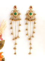Prakshi Long Earrings-Green