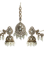 Nirvi Mirror Earrings Tikka With Ear Chain