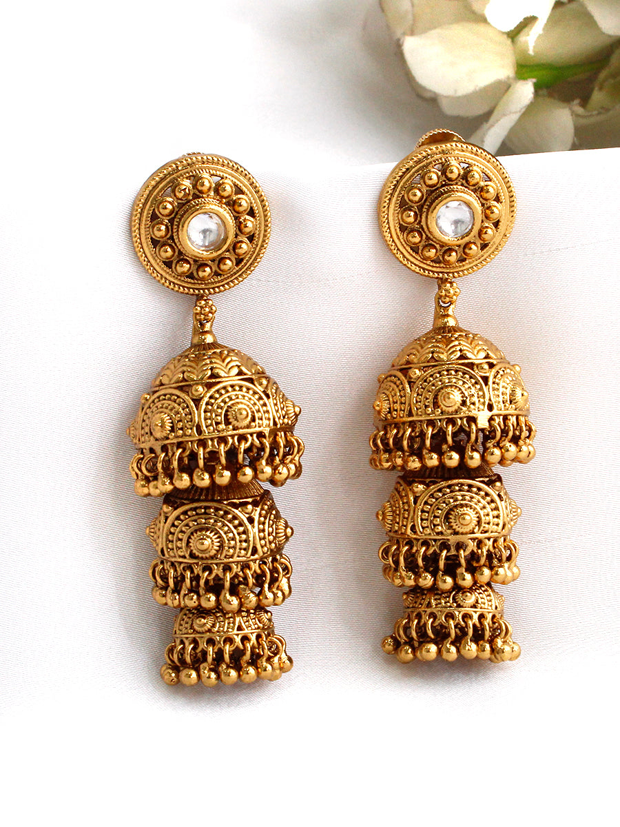 Umika Jhumki Earrings-Gold