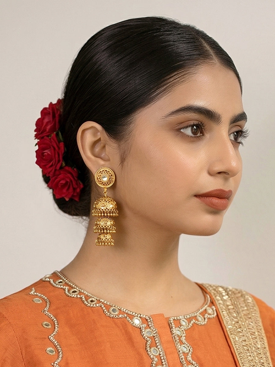 Umika Jhumki Earrings-Gold