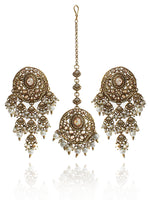 Shairy Earrings with Earchain & Tikka-Gold