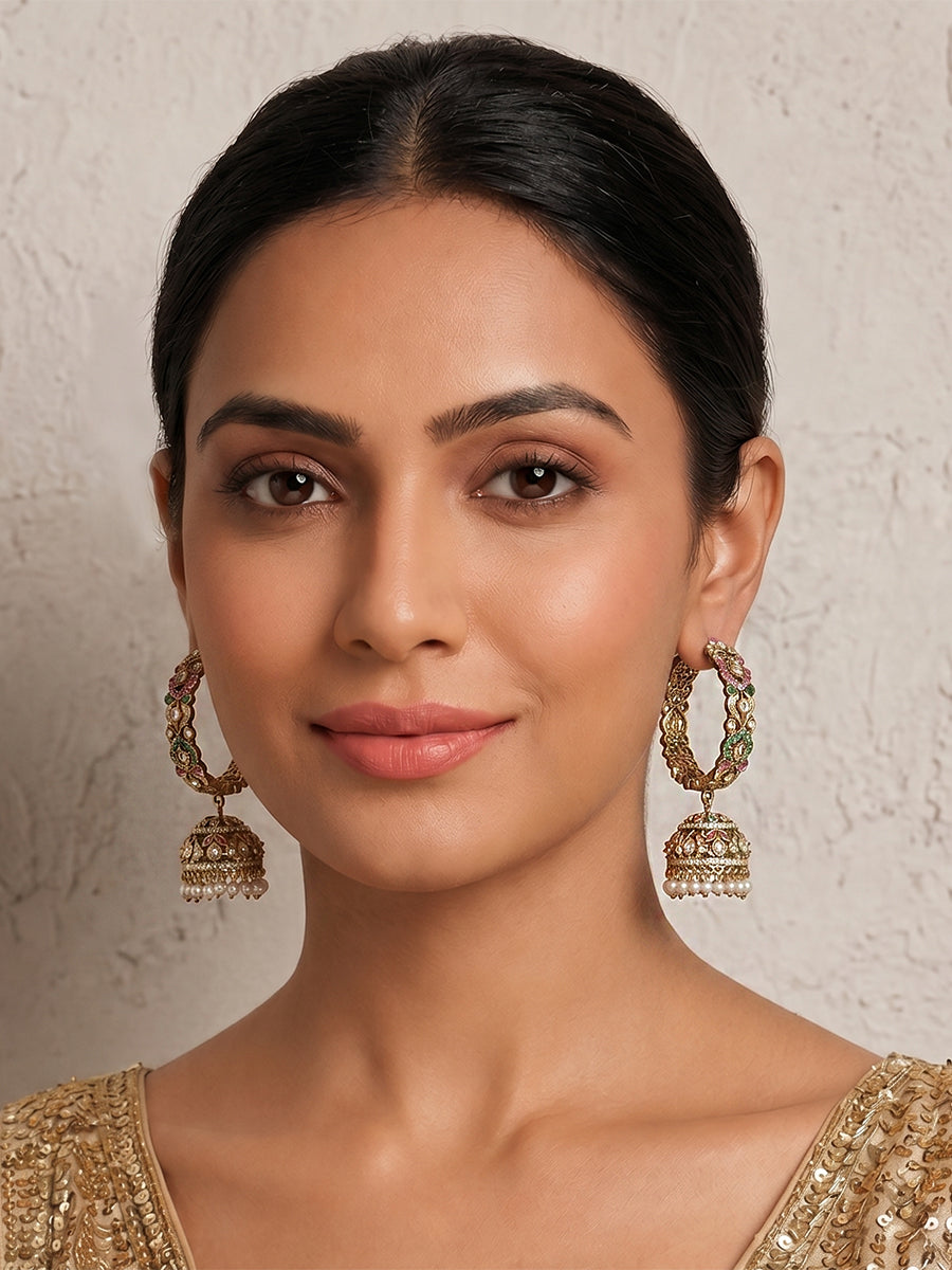 Aaria Jhumki Hoop Earrings-Multicolor