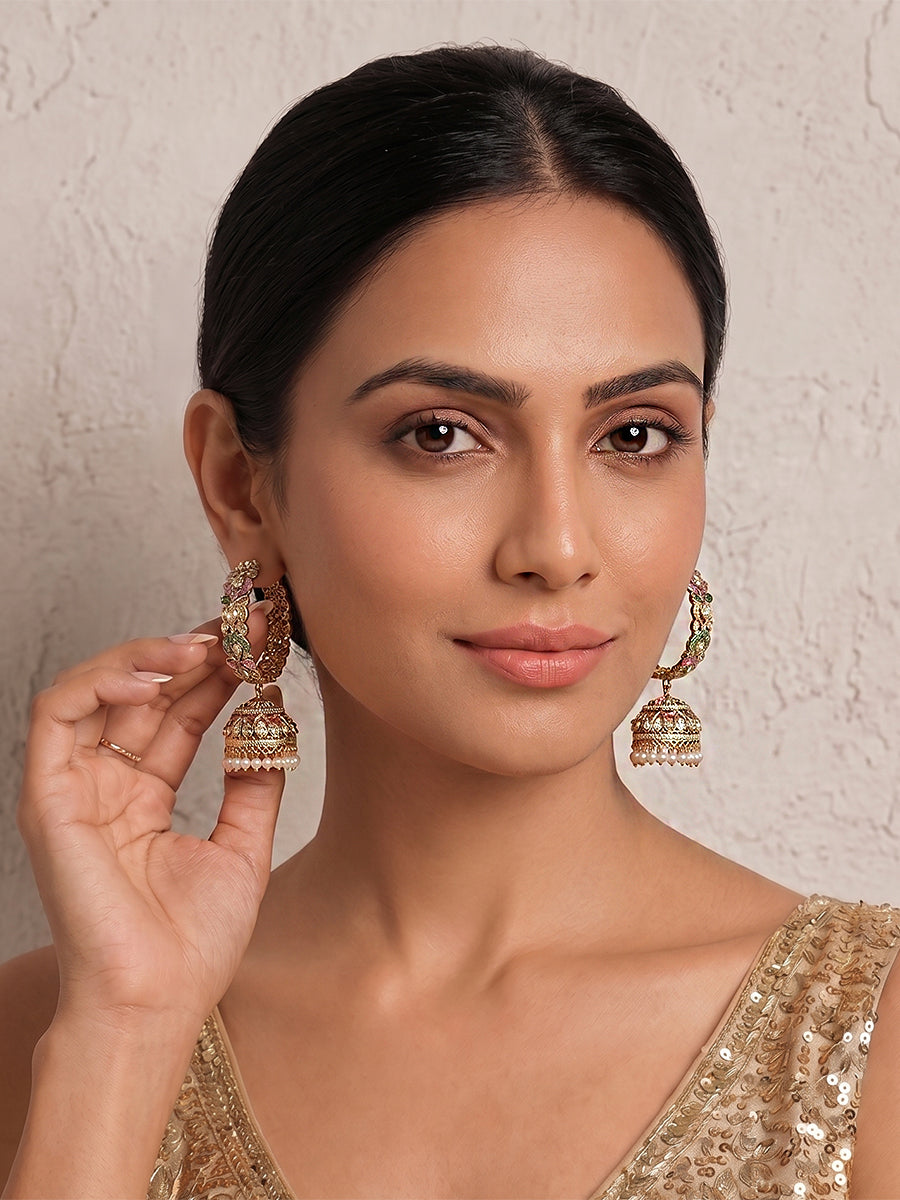Aaria Jhumki Hoop Earrings-Multicolor