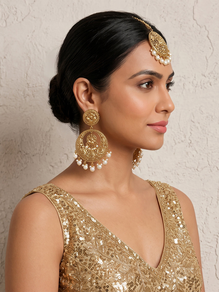 Ambika Earrings & Tikka-Pearl
