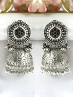 Pranjal Jhumki Earrings-Maroon / Green