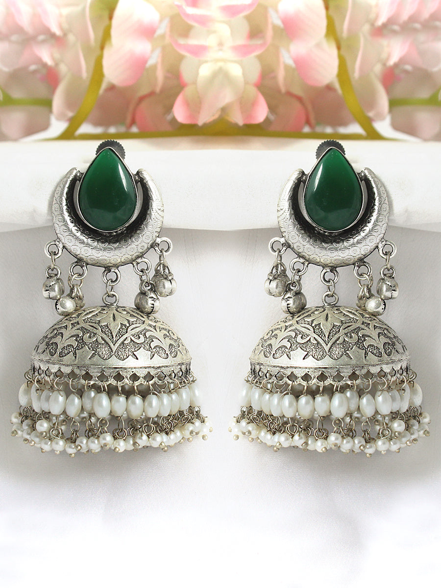 Keshini Jhumki Earrings-Green