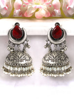 Keshini Jhumki Earrings-Maroon