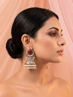 Keshini Jhumki Earrings-Maroon