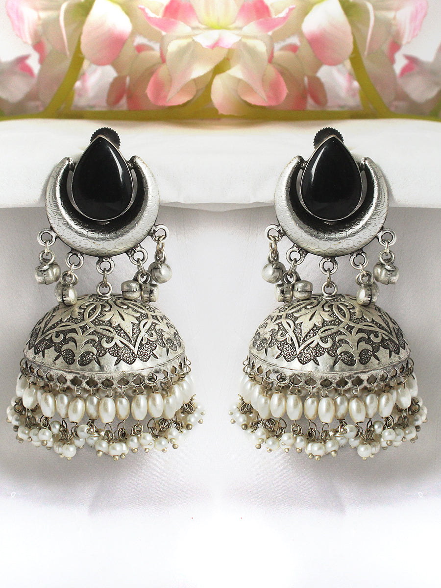 Keshini Jhumki Earrings-Black