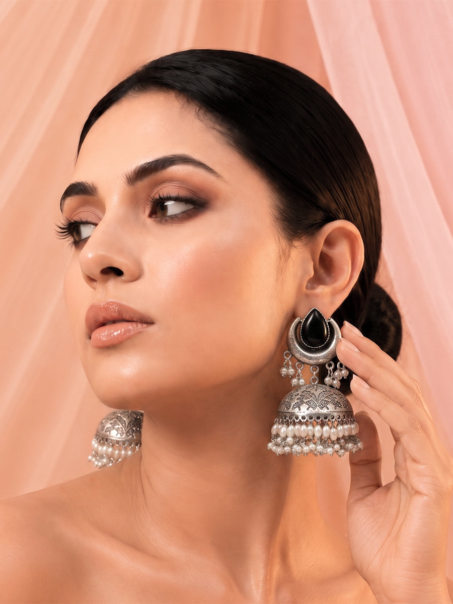 Keshini Jhumki Earrings-Black