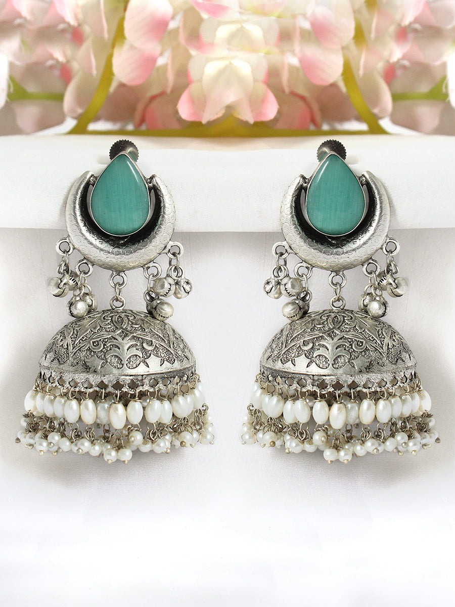 Keshini Jhumki Earrings-Mint Green