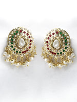 Arisha Jadau Stud Earrings-Multicolor