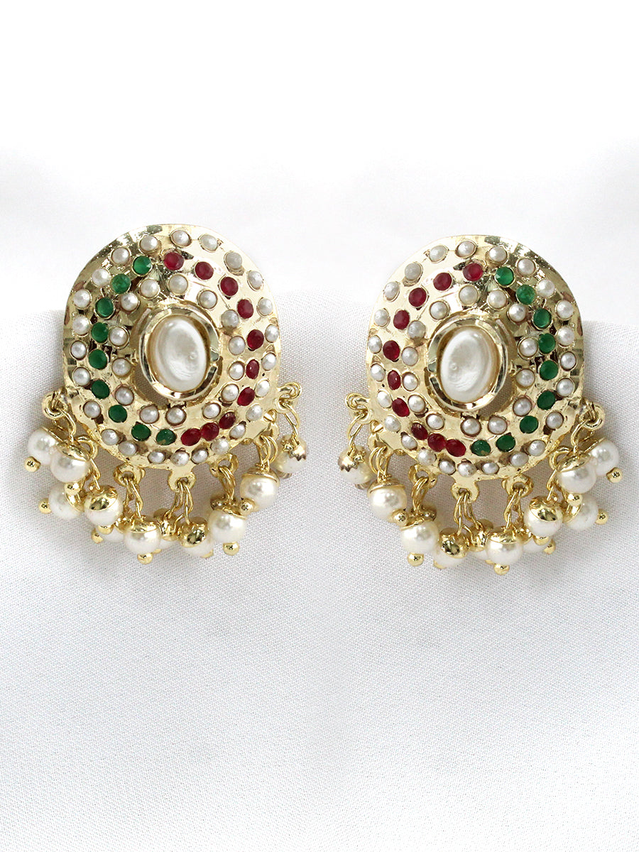 Arisha Jadau Stud Earrings-Multicolor