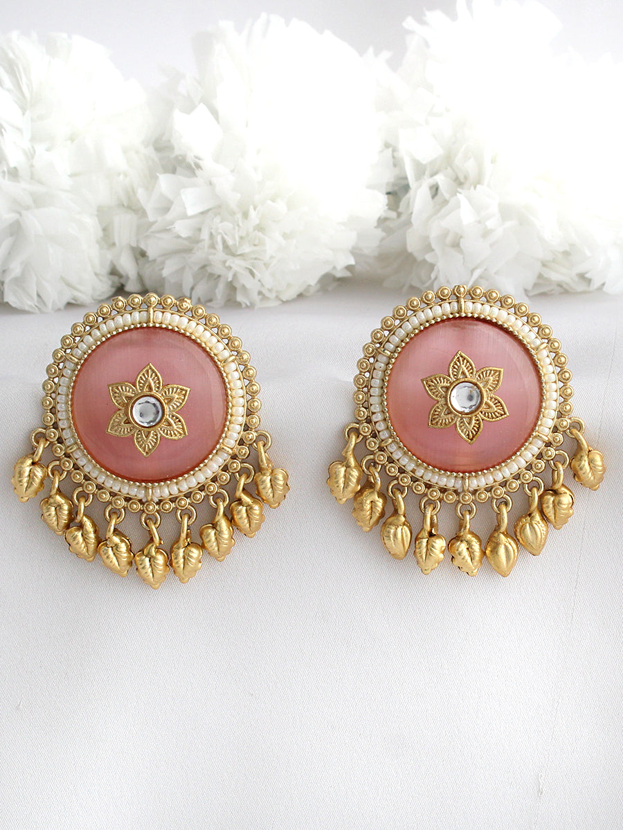 Lipi Stud Earrings-Pastel Pink