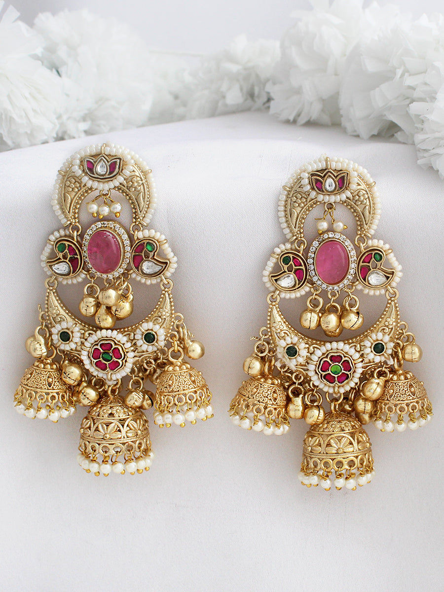 Janvika Jhumki Earrings-Multicolor