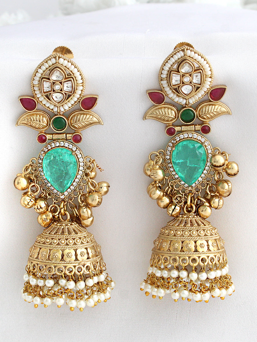 Sritika Long  Jhumki Earrings -Multicolor