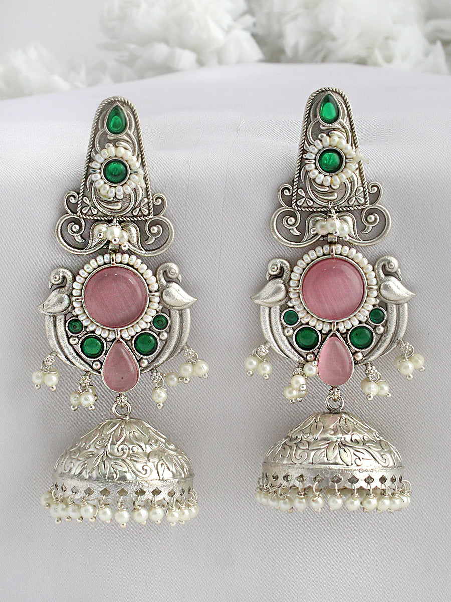 Himadri Jhumki Earrings-Silver