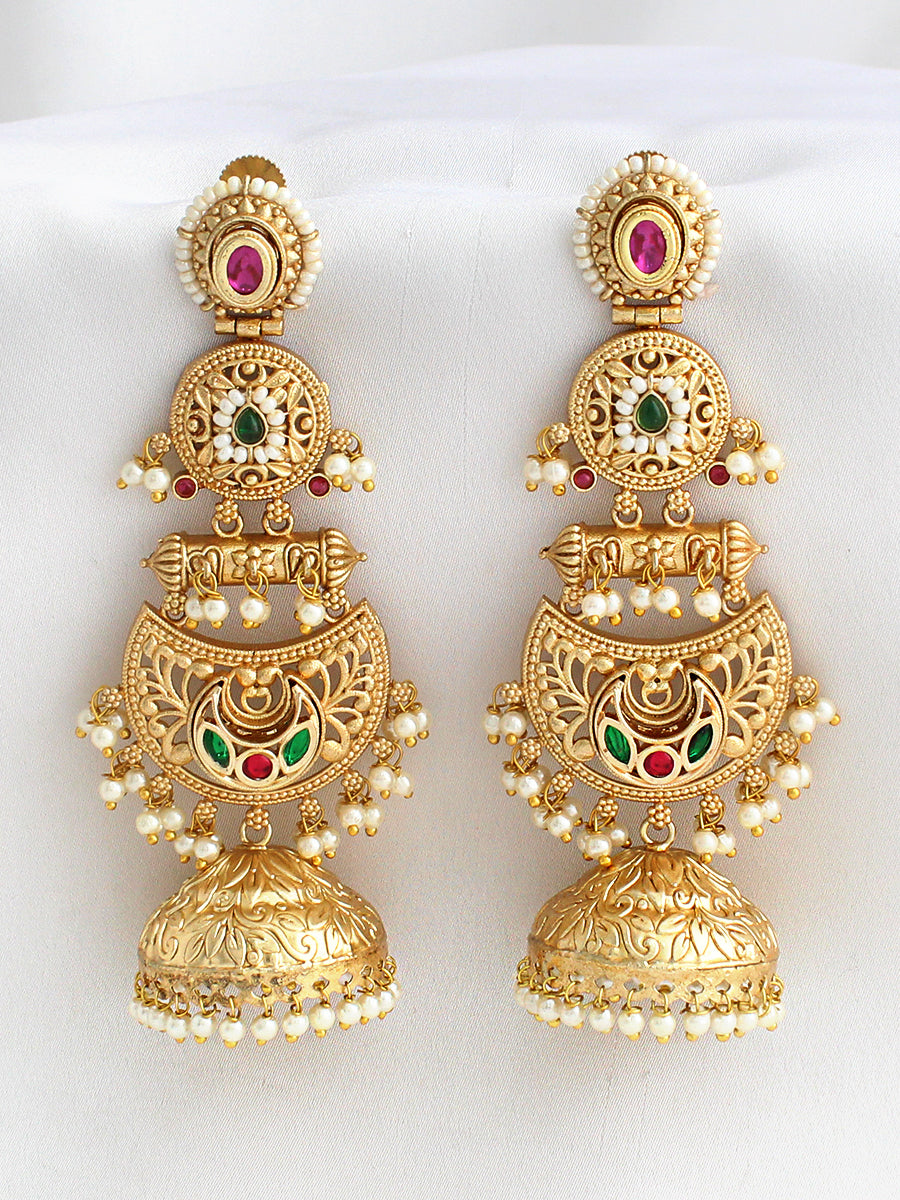 Ekisha Long Jhumki Earrings-Multicolor
