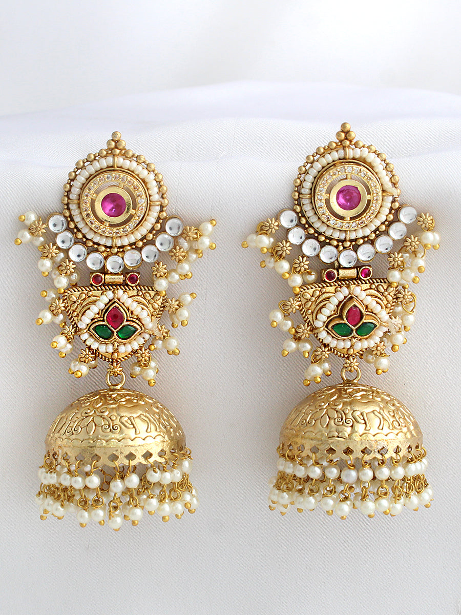 Nirvya Jhumki Earrings-Multicolor