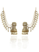 Rasika Mirror Earrings with Earchain-Gold