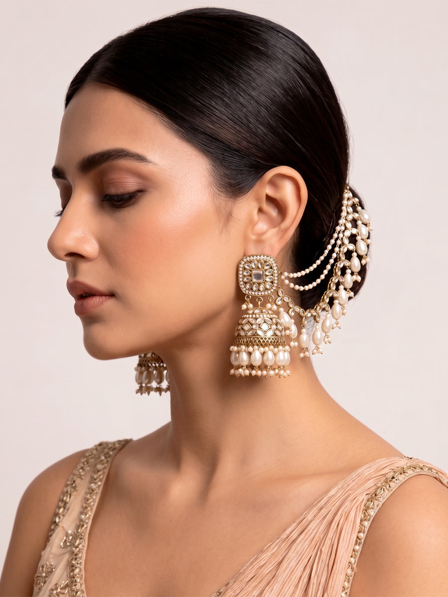 Rasika Mirror Earrings with Ear chain