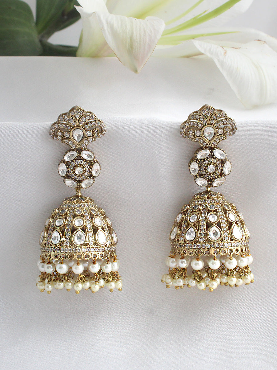 Virisha Jhumki Earrings-White