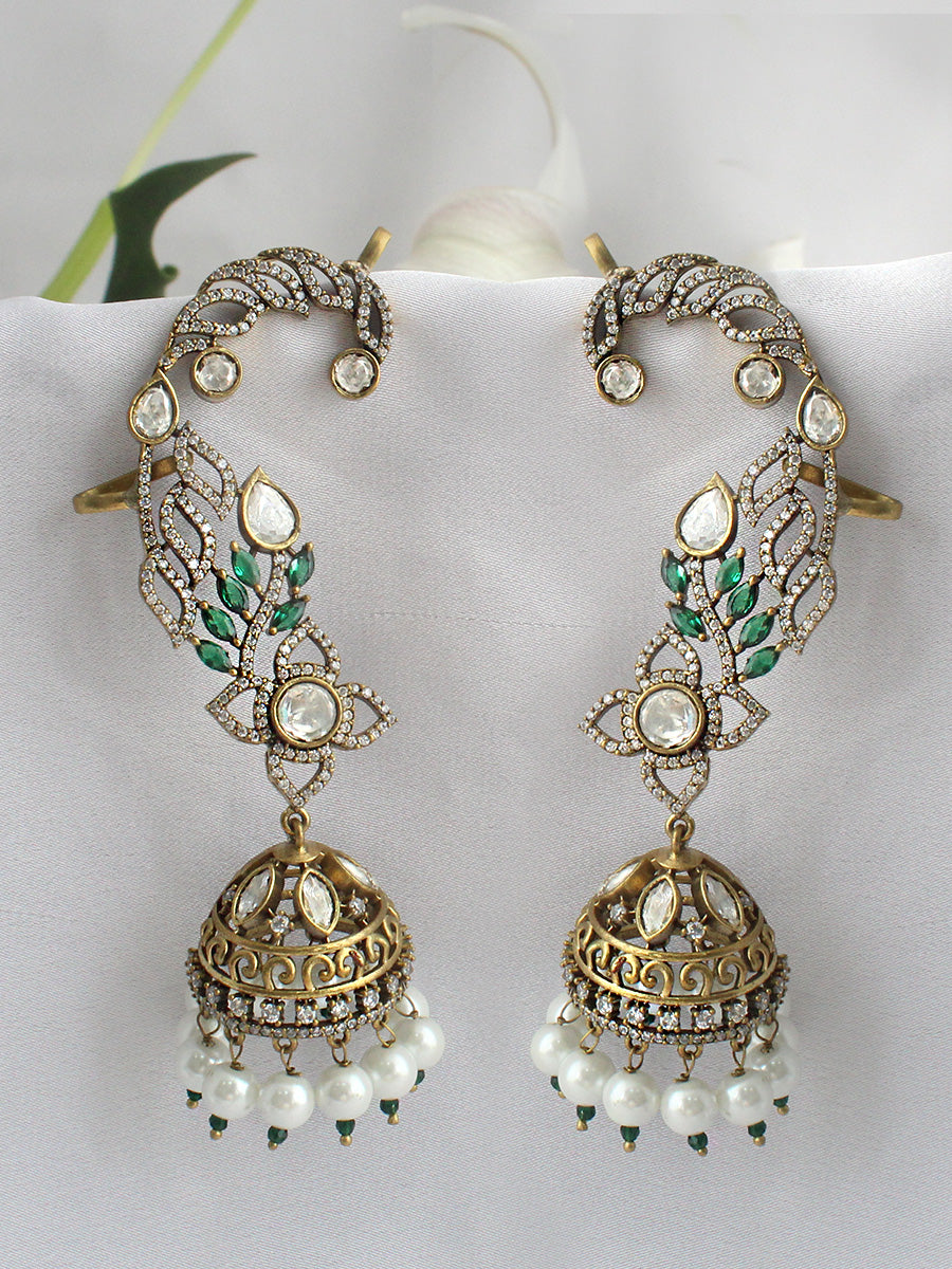 Kiyanvi Kanphool Earrings-Green