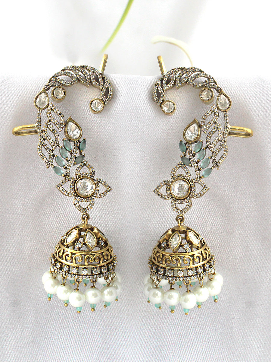 Kiyanvi Kanphool Earrings-Aqua