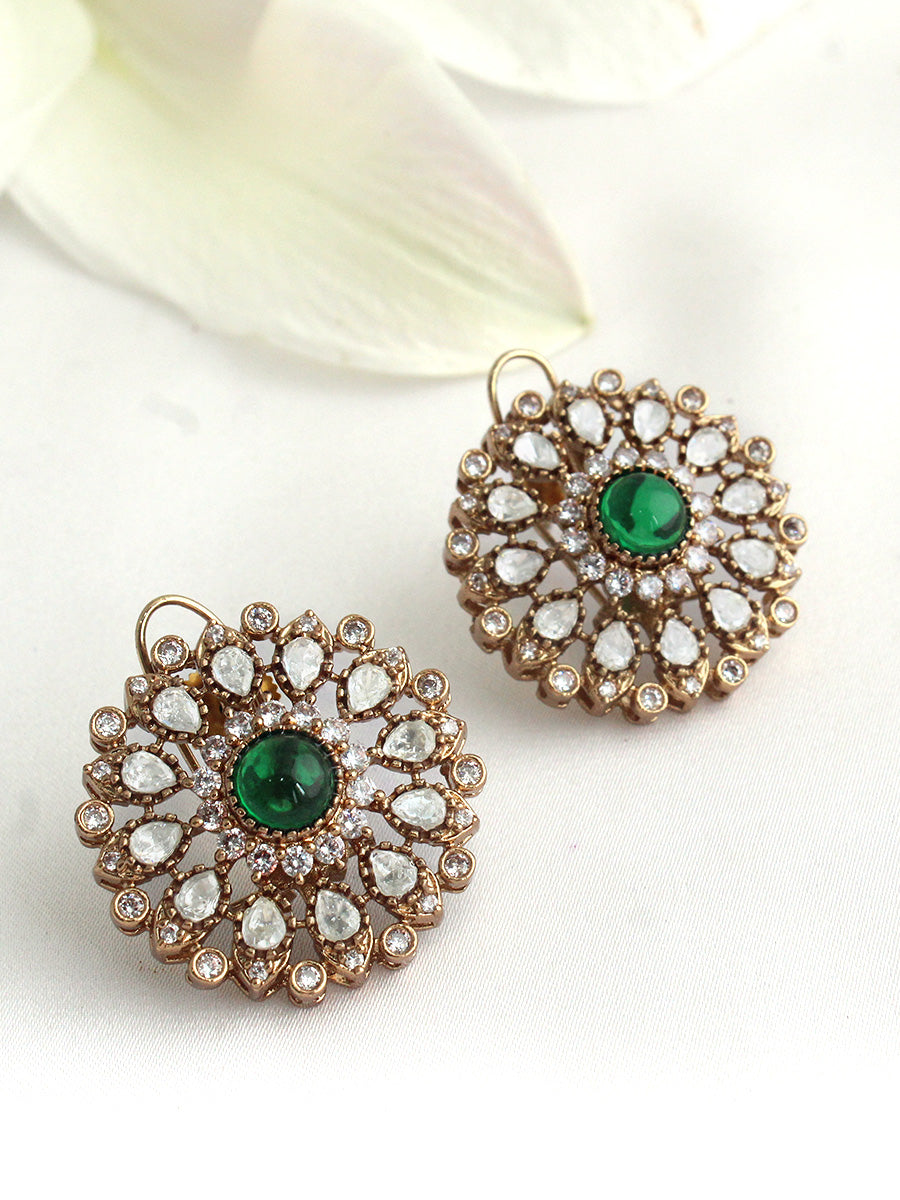 Aranya Stud Earrings-Green