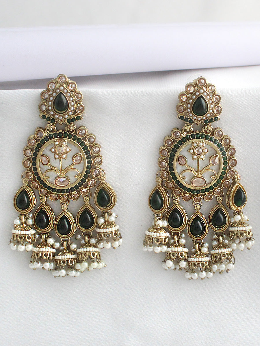 Shriya Dangle Earrings-Green
