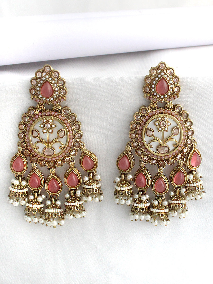 Shriya Dangle Earrings-Pink